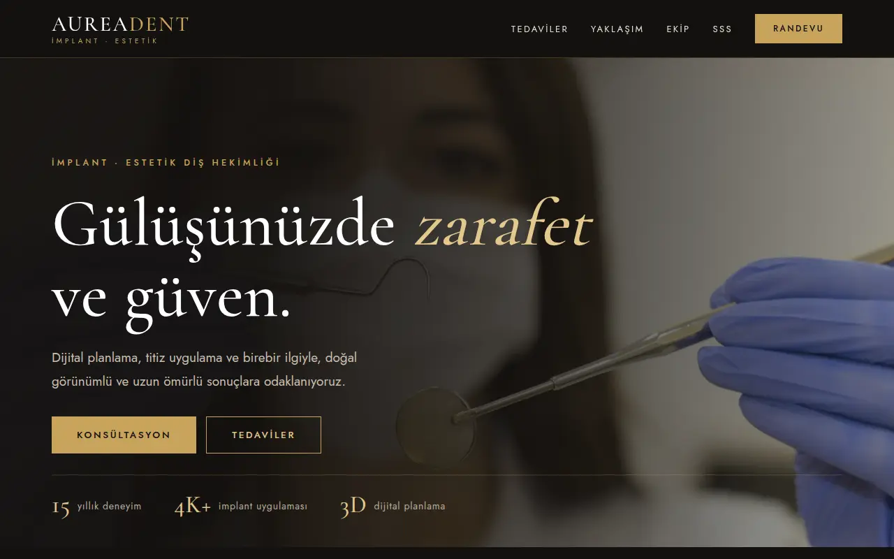 İmplant & Estetik Diş Hekimliği Web Sitesi — Aurea Dent